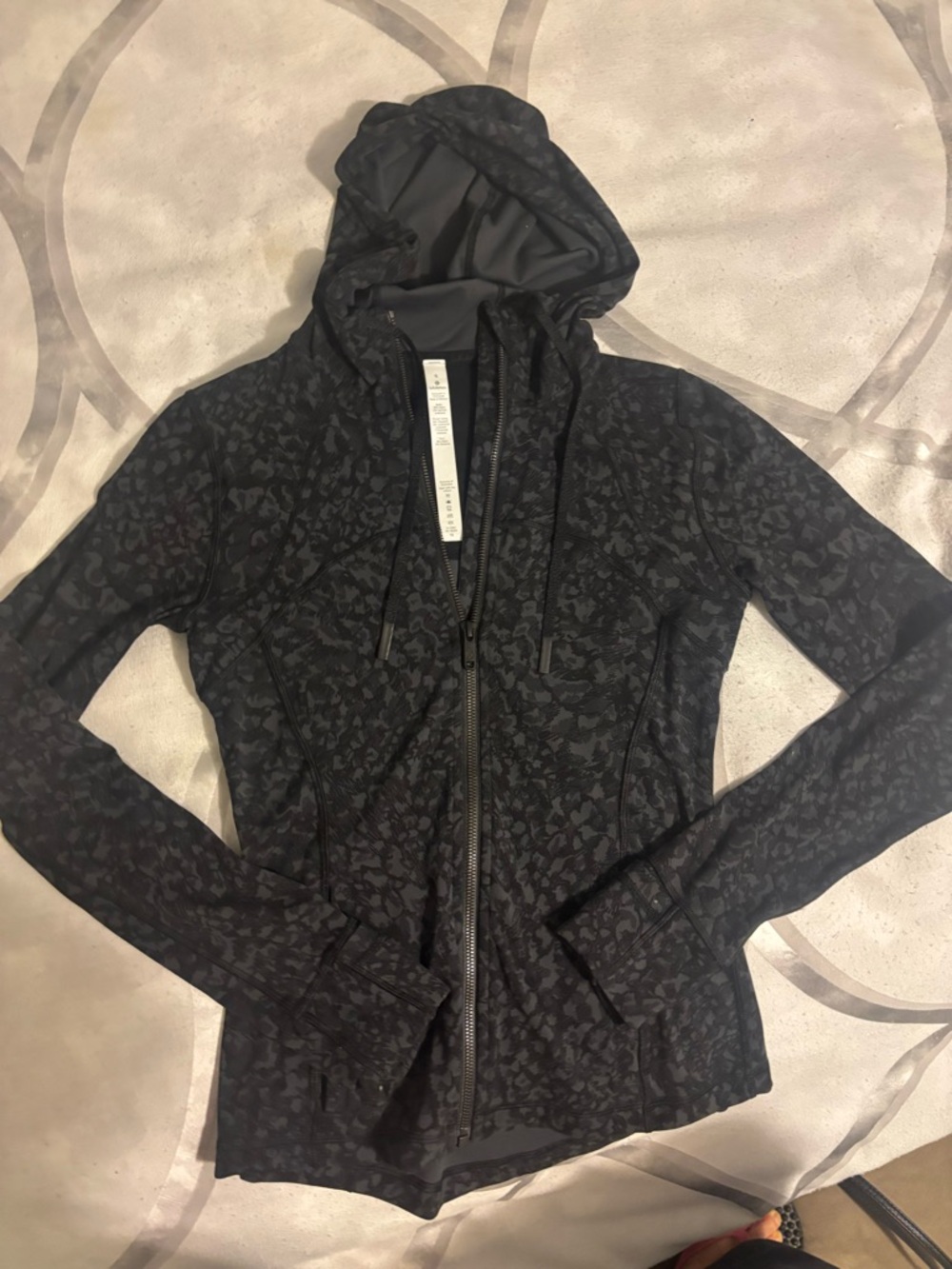 lululemon athletica Black Patterned Hooded Jacket